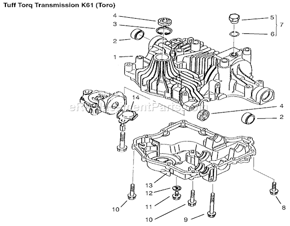 Toro 72105 (9900001-9999999)(1999) Lawn Tractor Transaxle Case Diagram