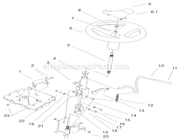 Toro 72107 (200000001-200999999)(2000) Lawn Tractor Steering Wheel & Tilt Assembly Diagram