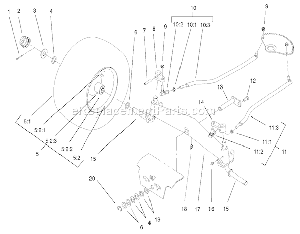 Toro 72108 (210000001-210999999)(2001) Lawn Tractor Front Axle Assembly Diagram