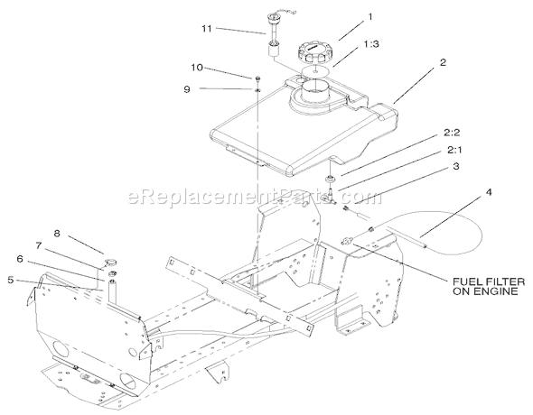 Toro 72108 (210000001-210999999)(2001) Lawn Tractor Fuel Tank Assembly Diagram