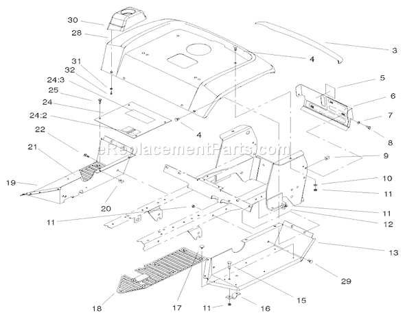 Toro 72108 (220000001-220999999)(2002) Lawn Tractor Fender and Footrests Assembly Diagram