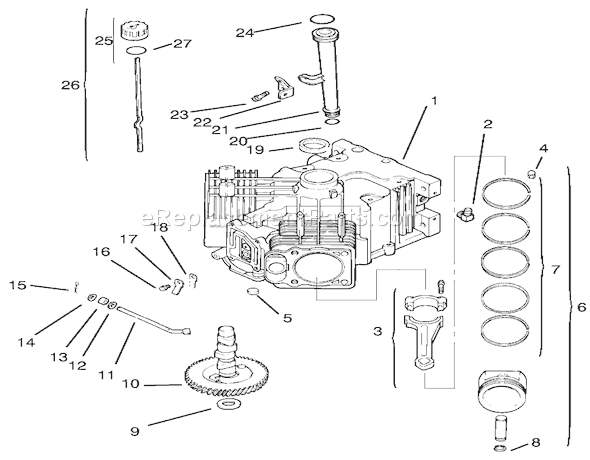 Toro 72110 (7900001-7999999)(1997) Lawn Tractor Crankcase Diagram
