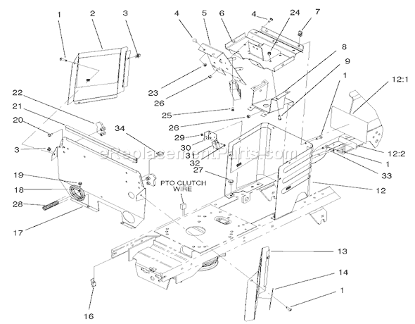 Toro 72116 (220000001-220999999)(2002) Lawn Tractor Hoodstand and Firewall Assembly Diagram