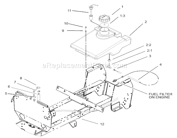 Toro 72116 (230000001-230999999)(2003) Lawn Tractor Fuel Tank Assembly Diagram