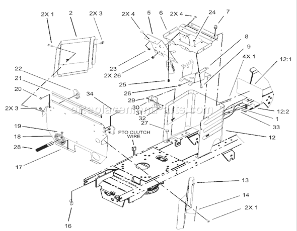 Toro 72116 (230000001-230999999)(2003) Lawn Tractor Hoodstand and Firewall Assembly Diagram