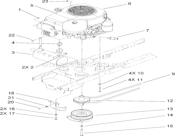 Toro 72200 (250000001-250999999)(2005) Lawn Tractor Engine, Muffler and Pto Assembly Diagram