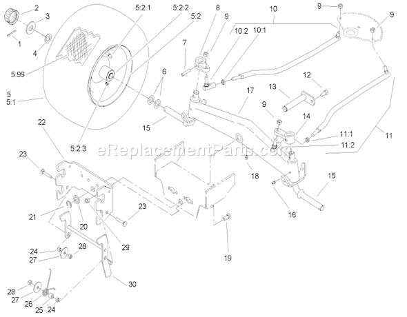 Toro 72200 (250000001-250999999)(2005) Lawn Tractor Front Axle and Hitch Assembly Diagram