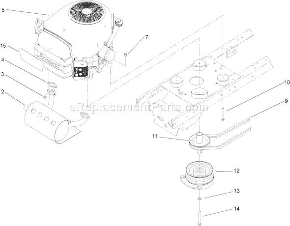 Toro 72201 (250000001-250999999)(2005) Lawn Tractor Engine, Muffler and Pto Assembly Diagram