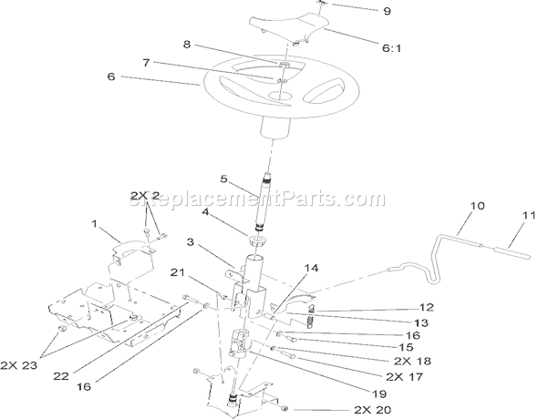Toro 72212 (260000001-260999999)(2006) Lawn Tractor Steering Wheel and Tilt Assembly Diagram