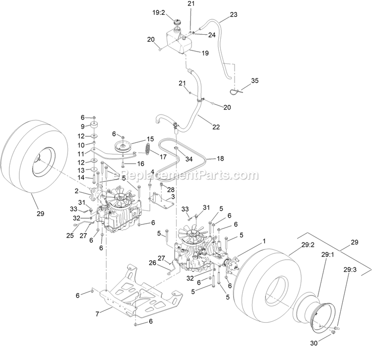 Toro 72513 (407087932-411599999) With 60in Turbo Force Cutting Unit GrandStand Mower Ground Drive Assembly Diagram