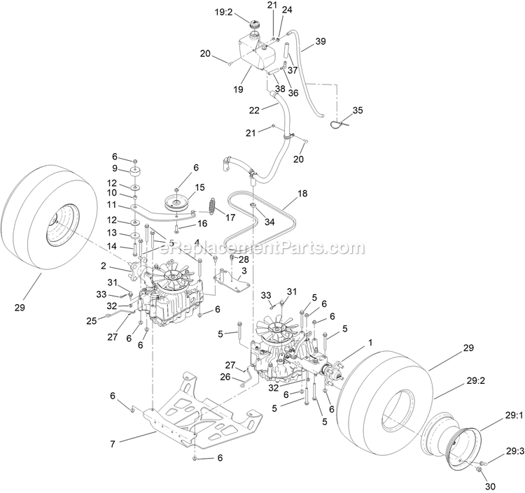 Toro 72523 (406990733-411599999) With 60in Turbo Force Cutting Unit GrandStand Multi Force Mower Ground Drive Assembly Diagram