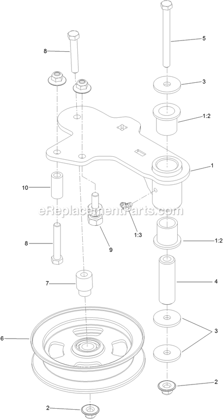 Toro 72910 (409521812-999999999) Z Master Professional 5000 , With 60in Turbo Force Side Discharge Mower Idler Arm Assembly Diagram