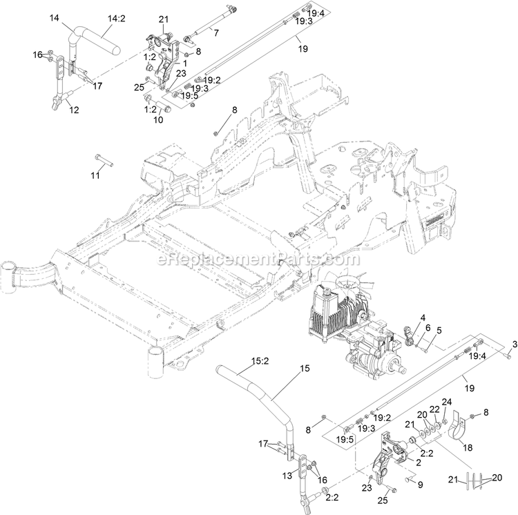Toro 72915 (406395445-999999999) Z Master Professional 5000 , With 60in Turbo Force Side Discharge Mower Motion Control Assembly Diagram