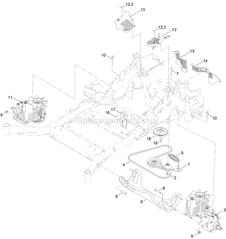 Toro 72946 (400000000-406343020) Z Master Professional 6000 , With 60in Turbo Force Side Discharge Mower Hydraulic Drive Assembly Diagram