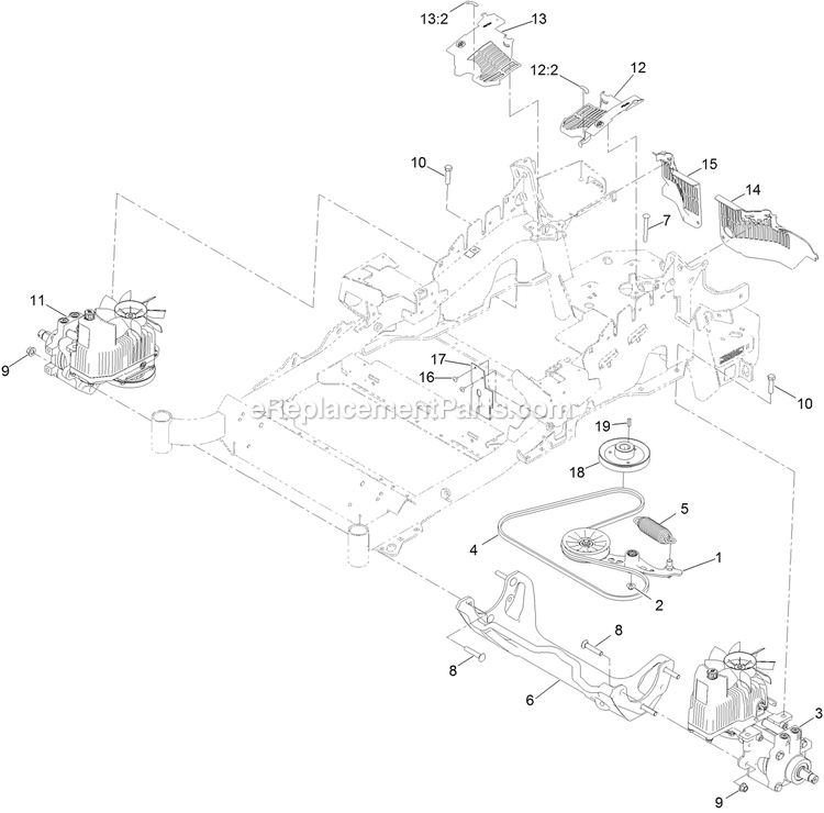 Toro 72955 (400000000-999999999) Z Master Professional 5000 , With 52in Turbo Force Side Discharge Mower Hydraulic Drive Assembly Diagram