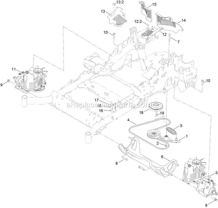 Toro 72959 (400000000-999999999) Z Master 3000 , With 72in Turbo Force Side Discharge Mower Hydraulic Drive Assembly Diagram