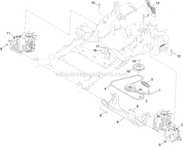 Toro 72969TE (400000000-999999999) Z Master Professional 6000 , With 132cm Turbo Force Side Discharge Mower Hydraulic Drive Assembly Diagram