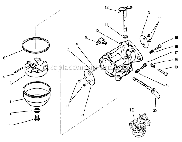 Toro 73362 (6900001-6999999)(1996) Lawn Tractor Carburetor Diagram