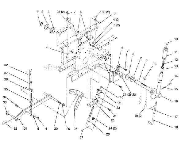 Toro 73363 (6900001-6999999)(1996) Lawn Tractor Manual Lift System Diagram