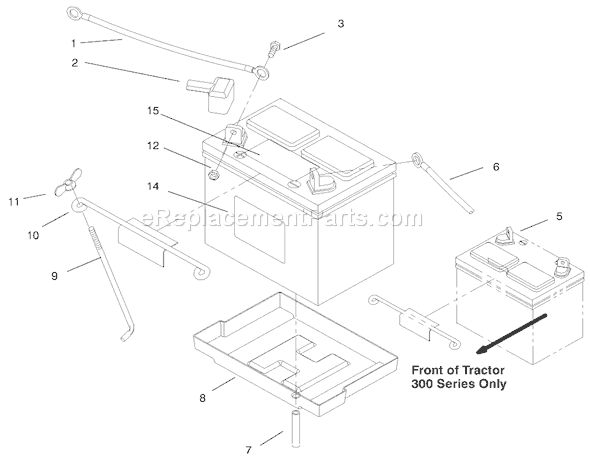 Toro 73363 (7900001-7999999)(1997) Lawn Tractor Battery Assembly Diagram