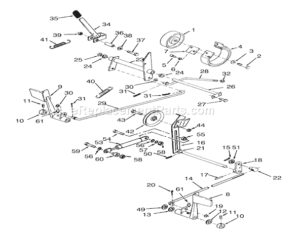 Toro 73380 (3900001-3999999)(1993) Lawn Tractor Clutch, Brake And Speed Control Linkage Diagram