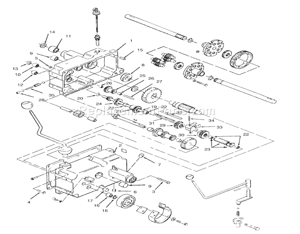 Toro 73400 (5900001-5999999)(1995) Lawn Tractor Transmission 8-Speed Diagram