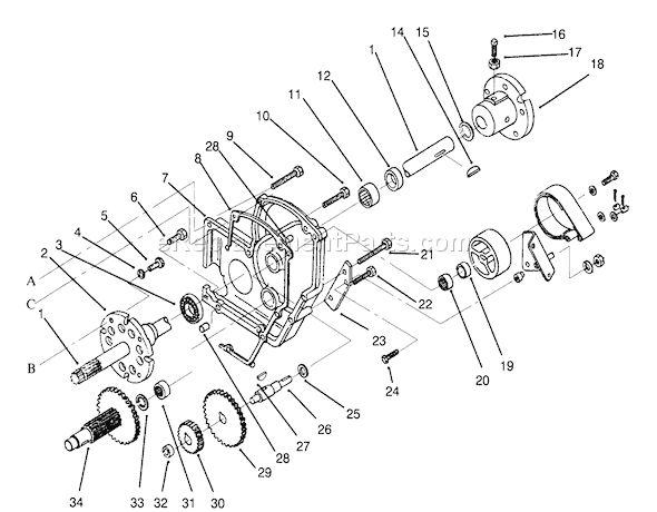 Toro 73401 (5900001-5900260)(1995) Lawn Tractor Transaxle Assembly (continued) Diagram