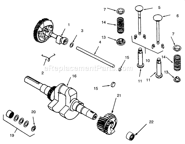 Toro 73401 (5901261-5999999)(1995) Lawn Tractor Camshaft, Crankshaft And Valves Diagram