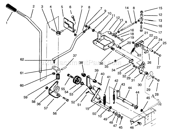 Toro 73401 (6900001-6999999)(1996) Lawn Tractor Clutch, Brake Motion Control Linkage Diagram