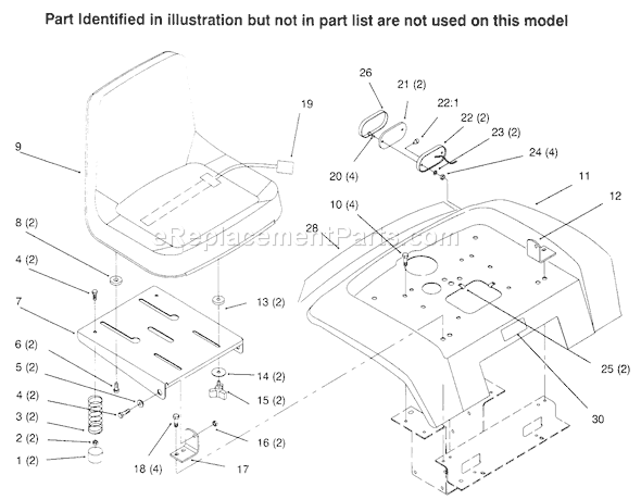 Toro 73402 (6900001-6999999)(1996) Lawn Tractor Fender, Seat Diagram