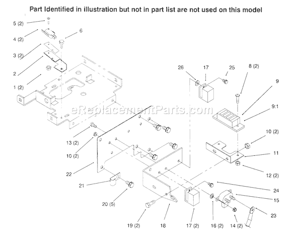 Toro 73402 (6900001-6999999)(1996) Lawn Tractor Front Plate. Relays Diagram