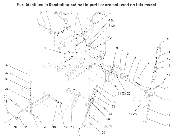 Toro 73402 (6900001-6999999)(1996) Lawn Tractor Manual Lift System Diagram