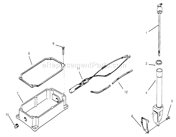 Toro 73402 (6900001-6999999)(1996) Lawn Tractor Oil Pan And Dipstick Diagram