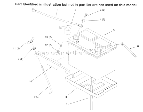 Toro 73402 (6900001-6999999)(1996) Lawn Tractor Battery Diagram