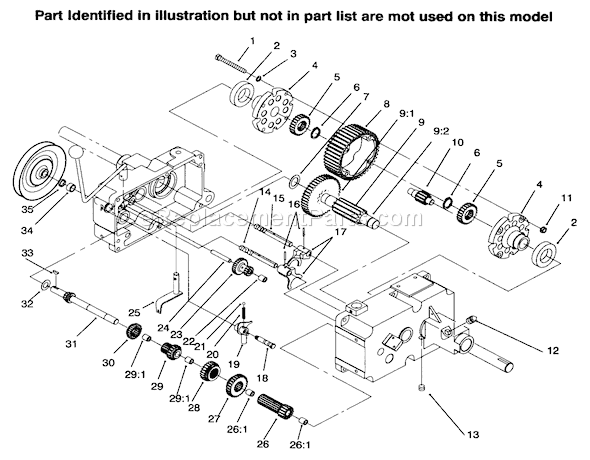 Toro 73402 (6900001-6999999)(1996) Lawn Tractor Transmission 8-Speed 8 Pinion (continued) Diagram