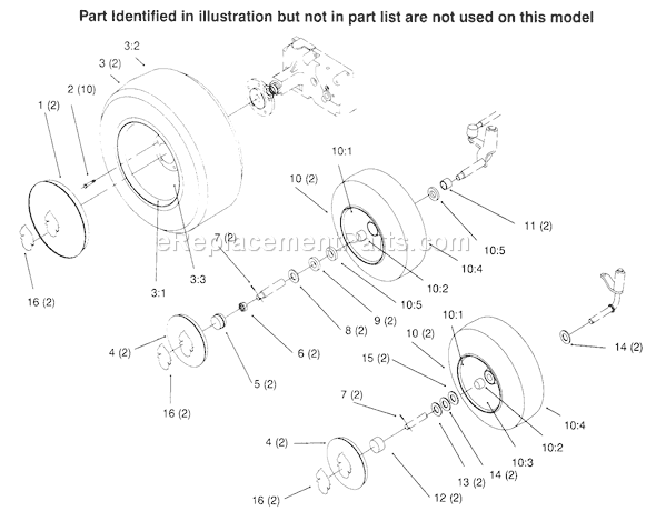 Toro 73402 (6900001-6999999)(1996) Lawn Tractor Wheels And Tires Diagram