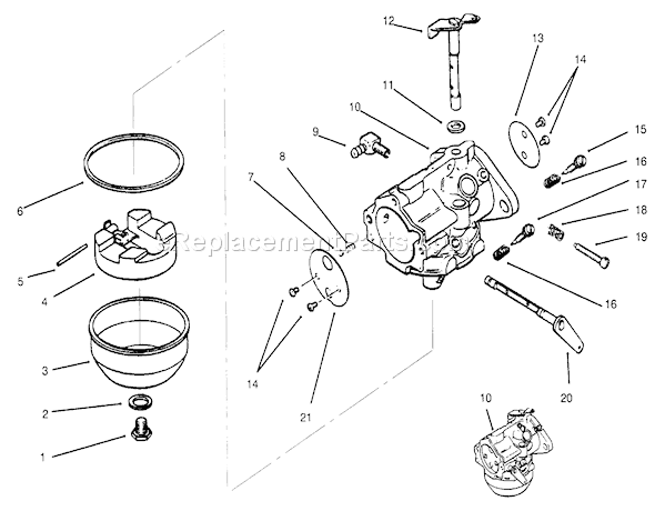 Toro 73402 (6900001-6999999)(1996) Lawn Tractor Carburetor Diagram