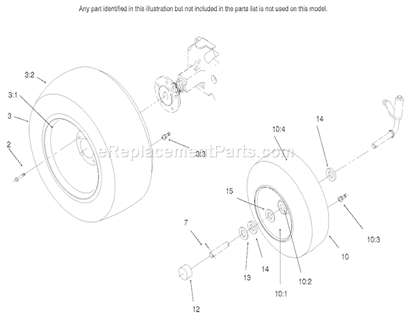 Toro 73448 (8900001-8900499)(1998) Lawn Tractor Wheel Assembly Diagram