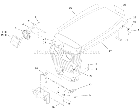 Toro 73449 (210000001-210999999)(2001) Lawn Tractor Hood Assembly Diagram