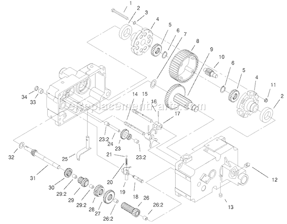 Toro 73449 (210000001-210999999)(2001) Lawn Tractor Transmission 8-Speed 4 Pinion (Model 73429 Only) Diagram