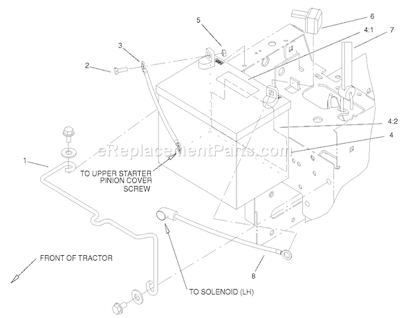 Toro 73450 (250000001-250999999)(2005) Lawn Tractor Battery Assembly Diagram