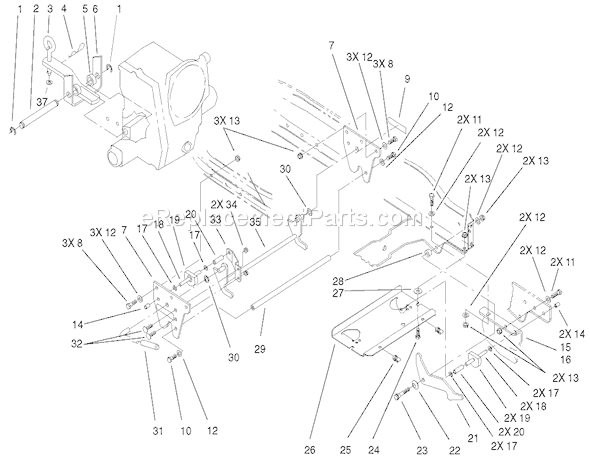 Toro 73547 (210000001-210999999)(2001) Lawn Tractor Attach-A-Matic & Hitch Assembly Diagram