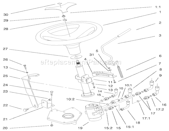 Toro 73560 (8900001-8999999)(1998) Lawn Tractor Power Steering And Tilt Assembly Diagram