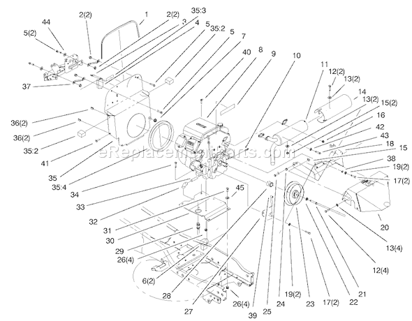 Toro 73561 (200000201-200999999)(2000) Lawn Tractor Air Cooled Engine Assembly Diagram