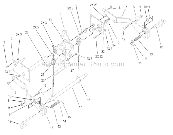 Toro 73570 (230000001-230999999)(2003) Lawn Tractor Lower Hydro Lift Assembly Diagram