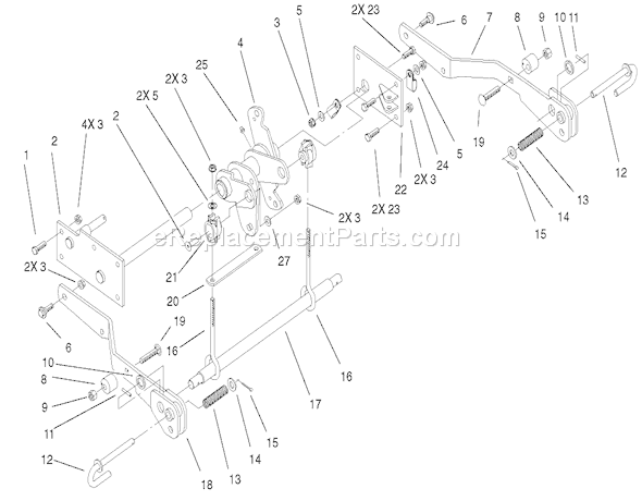 Toro 73590 (210000001-210999999)(2001) Lawn Tractor Hydro Lift Lower Assembly Diagram