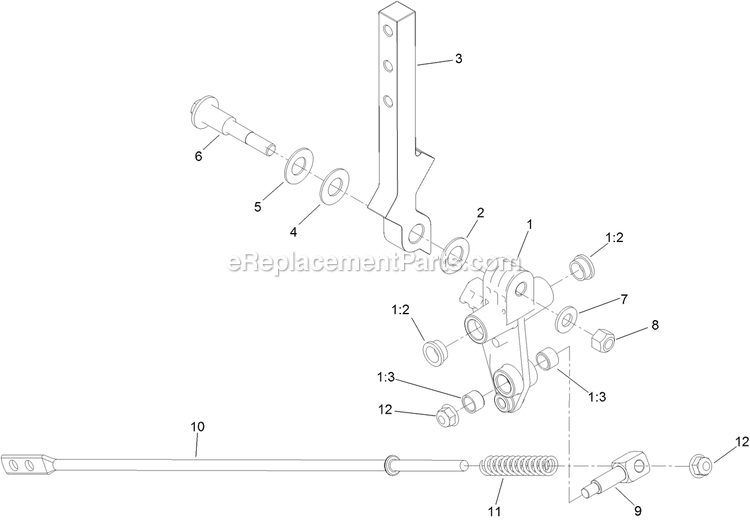 Toro 74035 (409432813-411435543) 60in Z Master 4000 Left And Right Control Arm Assembly Diagram