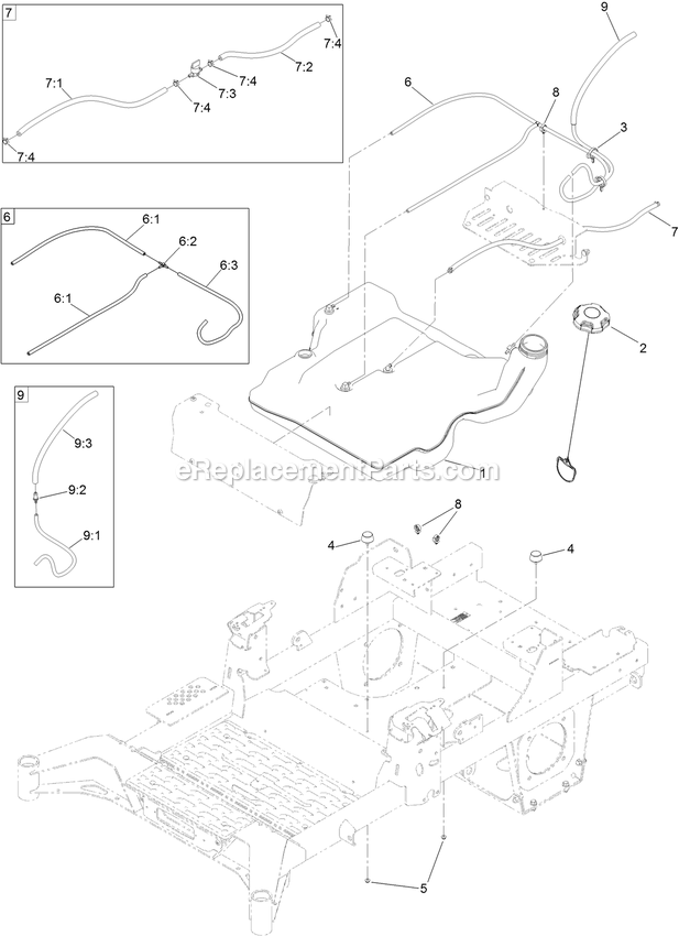 Toro 74050 (410142054-411424068) 52in Z Master 4000 Fuel System Assembly Diagram