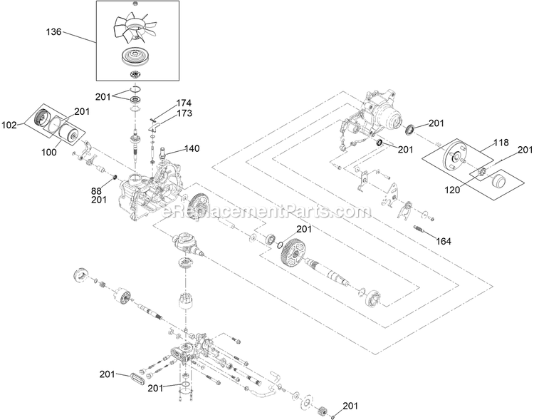 Toro 74050 (411424077-999999999) 52in Z Master 4000 Lh Transaxle Assembly Diagram