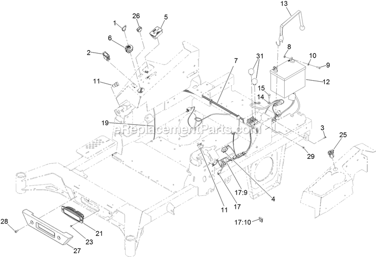 Toro 74052 (411423793-999999999) 52in Z Master 4000 Electrical Assembly Diagram